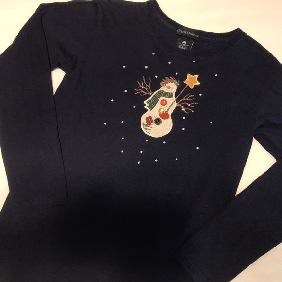 Girls Quail Hollow Navy Blue Snowman Tee - Picture 2 of 8